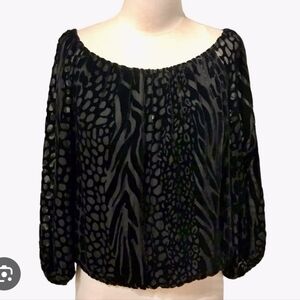 Alice And Olivia Silk Velvet Elastic Off Shoulder Top Size Medium